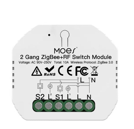 Módulo para Luz Zigbee 3.0 + RF - com 1 ou 2 saídas