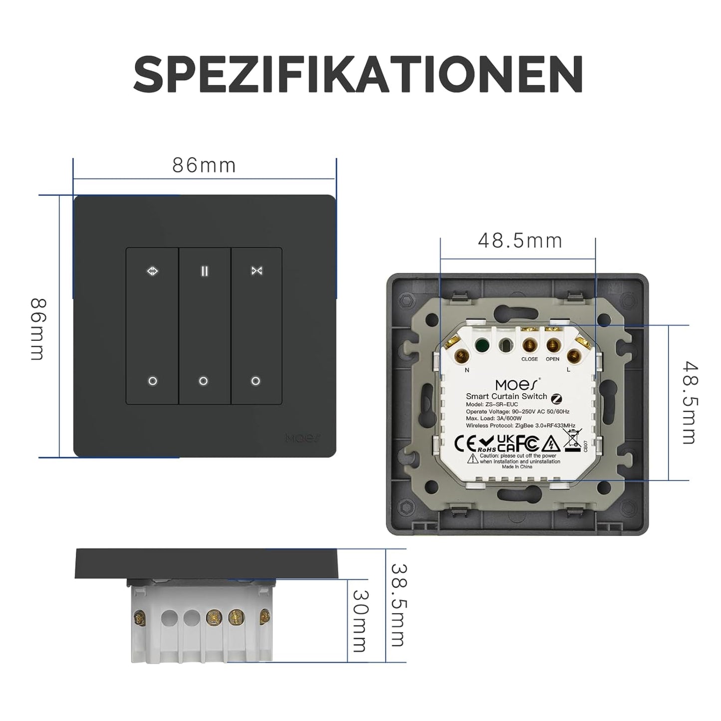 MOES Interruptor de Persiana\Estores Zigbee - Série Star Ring