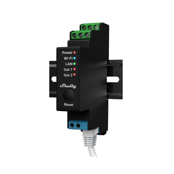 Shelly PRO 2 WiFi + Ethernet, para calha DIN com medição de energia