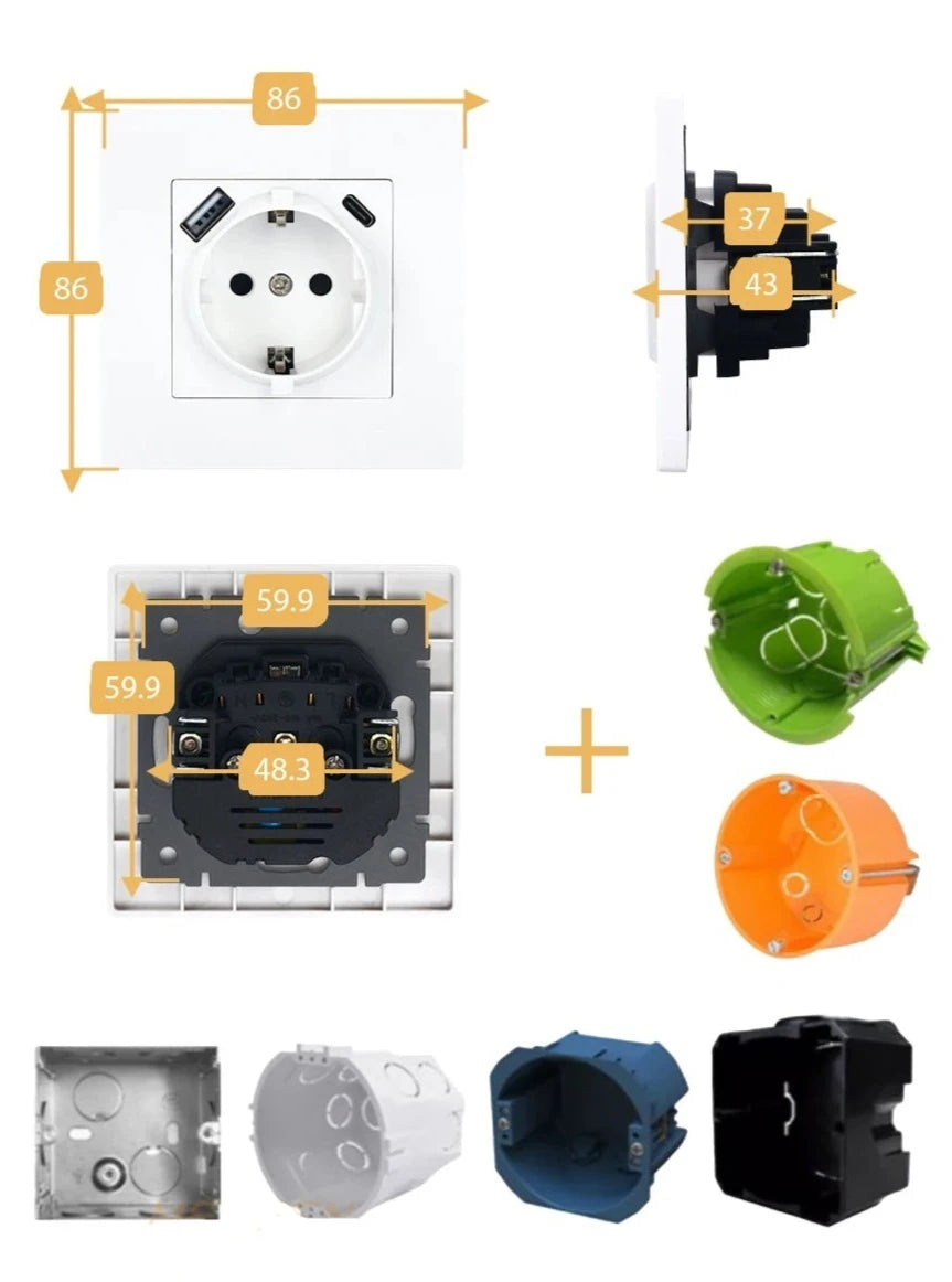 Tomada Parede Schuko com USB F-Series