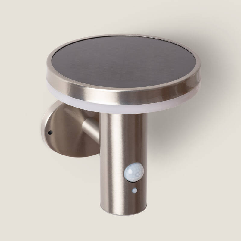 Aplique de Parede Exterior LED Solar Helios em Aço Inoxidável com Detetor de Movimento PIR