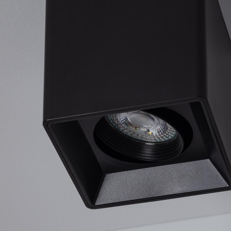 Aplique de Teto Quadrado Preto com Lâmpada GU10 Space