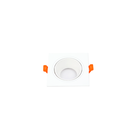 Aro Downlight Quadrado GU10 75Ø Branco/Branco