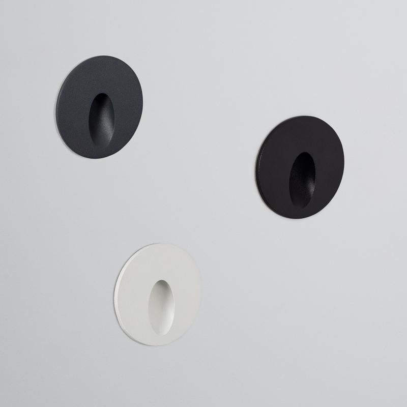 Baliza Exterior LED 3W Encastrável de Parede Circular Alumínio Preto Boiler