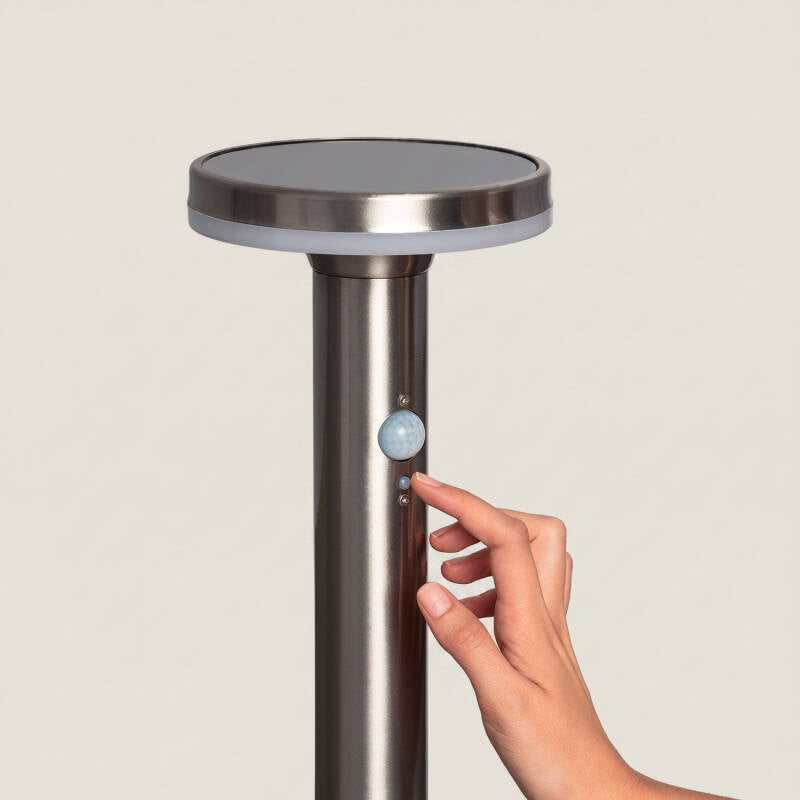 Baliza Solar Exterior LED 6W Superfície de Pé 45cm com Detetor de Movimento Helios Inox
