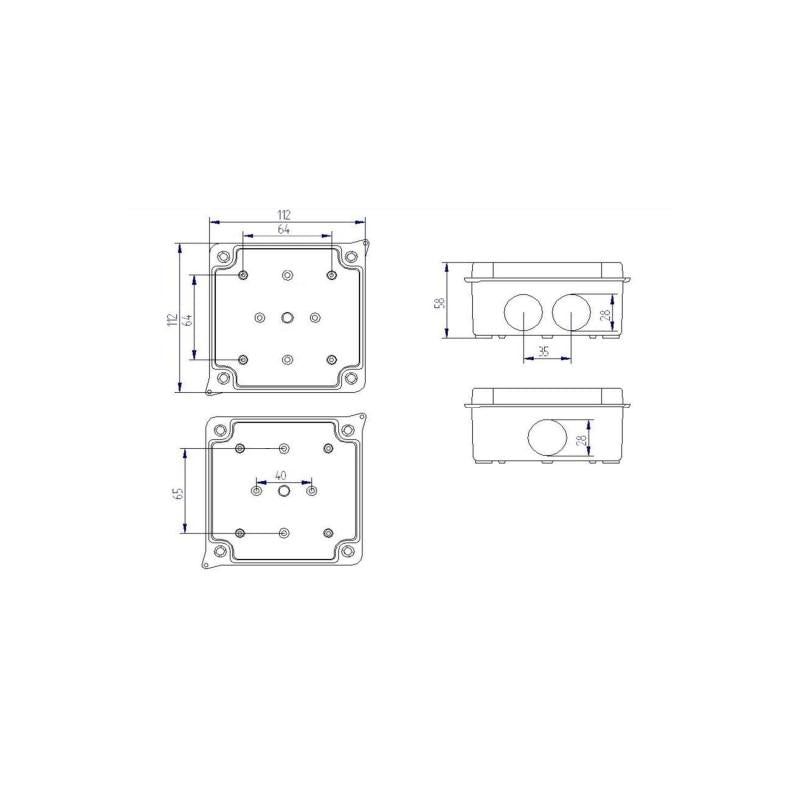 Caixa de Junção e Derivação Hermética de Superfície IP55 113x113x60 mm