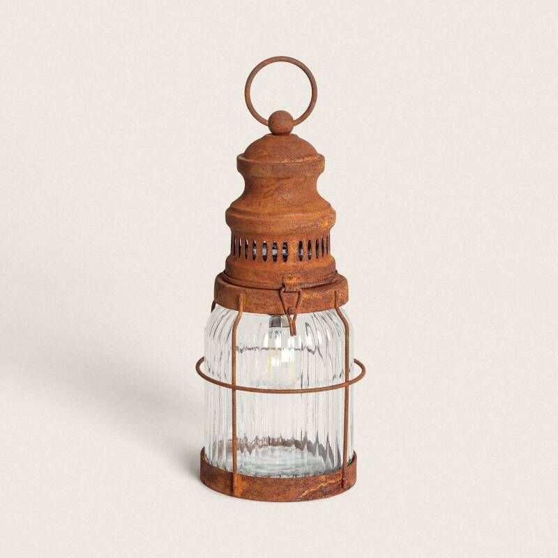 Candeeiro de Mesa LED Metal Lantern Rusty