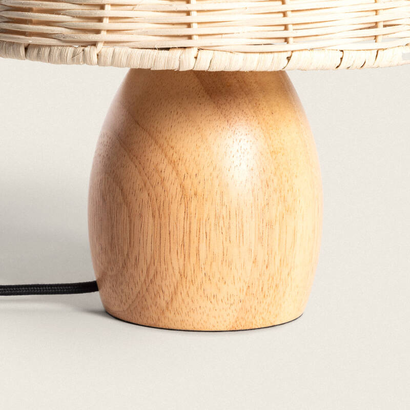 Candeeiro de Mesa Madeira e Rattan Karava