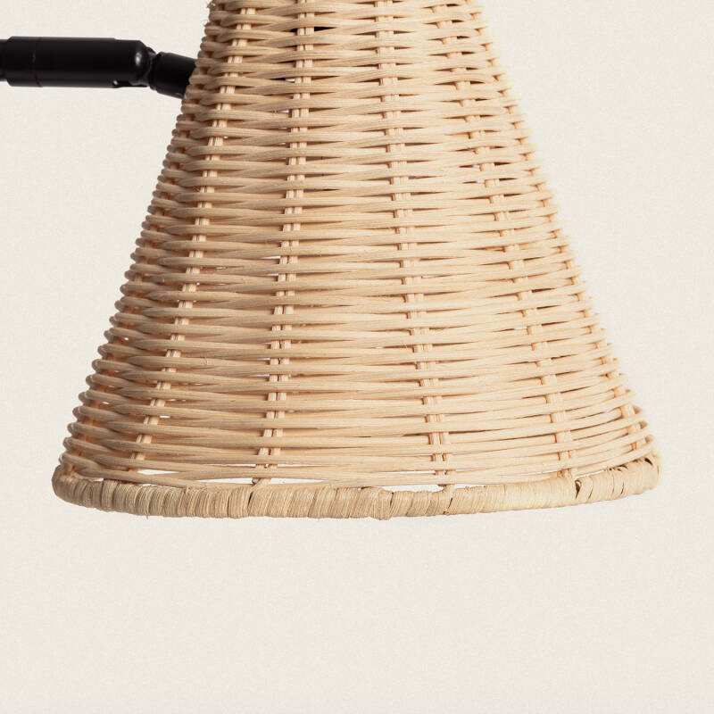 Candeeiro de Mesa Metal e Rattan Cesto
