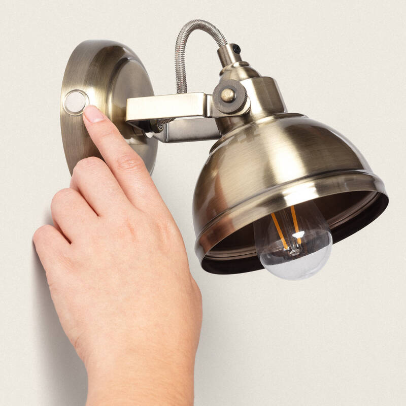 Candeeiro de Parede de Latão com Bateria USB Recarregável