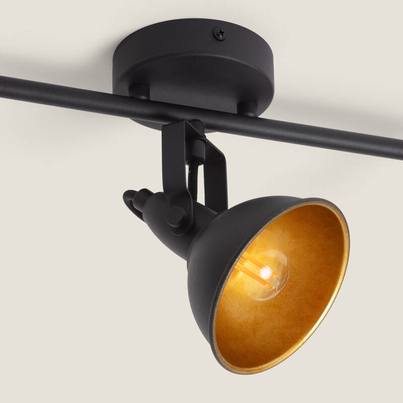 Candeeiro de Tetro Orientável em Metal com 3 Focos Preto Emer