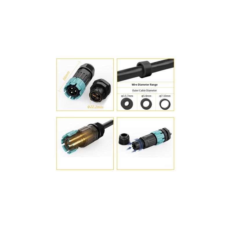 Conector de Caixa Estanque 3 pinos 0,5-2,5 mm² IP68