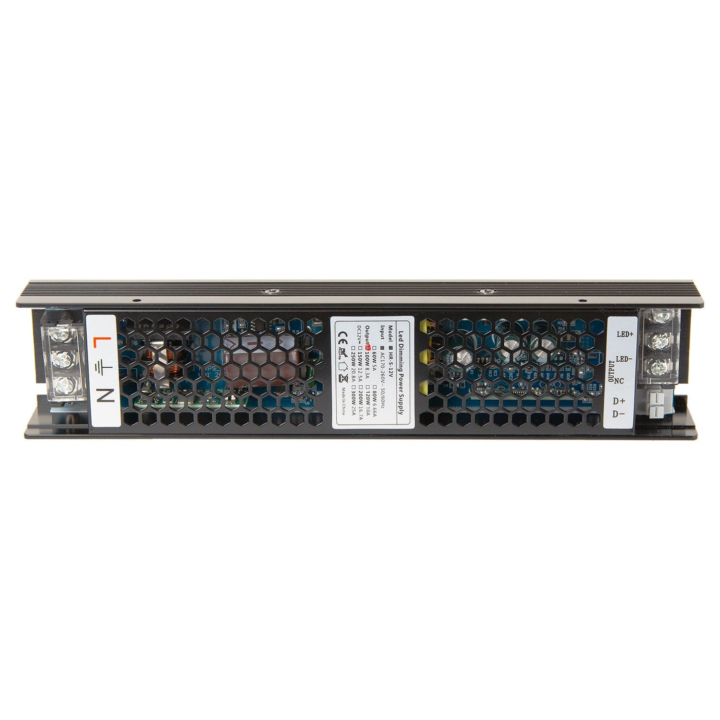 Transformador LED regulável 0-10V 170-260V 12V 8.3A 100W IP20
