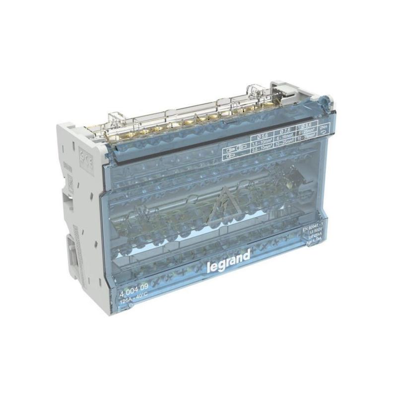 Distribuidor Módular Monobloco 4P 125 A 15 conexões 8 módulos LEGRAND 400409