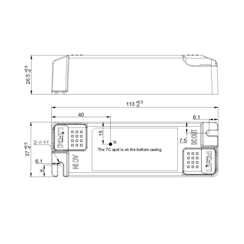 Driver LIFUD 220-240V No Flicker Saída 33-40V 1000mA 40W LF-GIF040YAII1000H