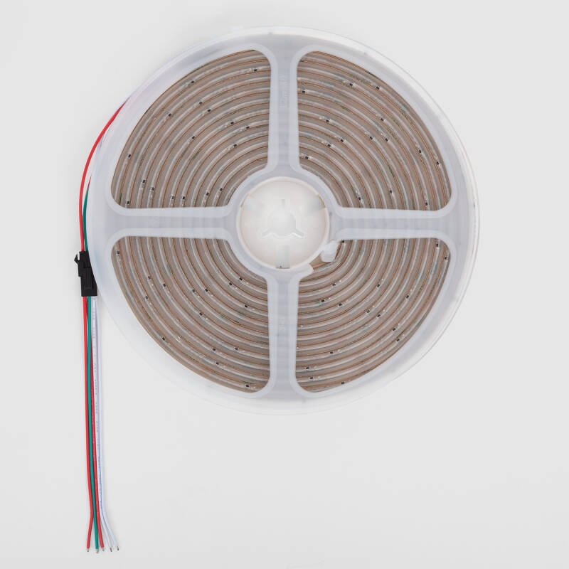 Fita LED digital SPI 24 V RGBIC COB, 720 LEDs/m, 5 m, largura de 12 mm, corte a cada 5 cm, IP65