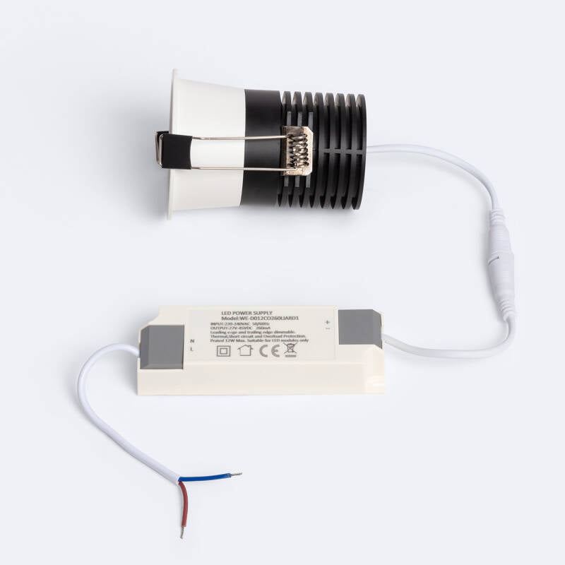 Foco Downlight LED 12W Circular Mini UGR11 Corte Ø65 mm Regulável TRIAC
