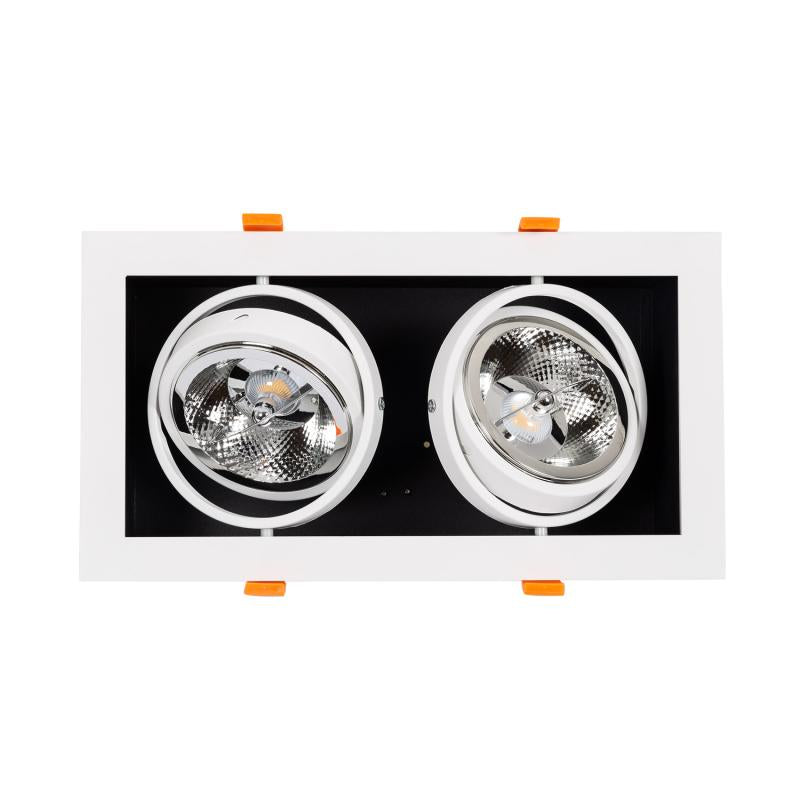 Foco Downlight LED 30 W Direccionável Kardan Quadrado Duplo AR111 Corte 325x165 mm