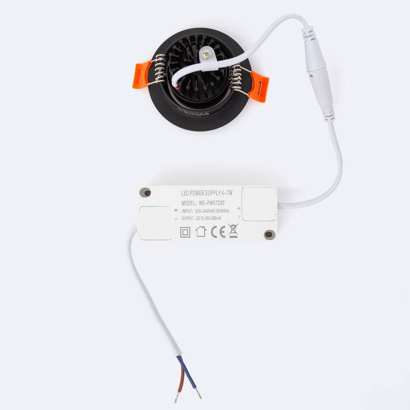 Foco Downlight LED 5W COB Direcionável Circular Preto Corte Ø55 mm CRI92 Expert Color No Flicker