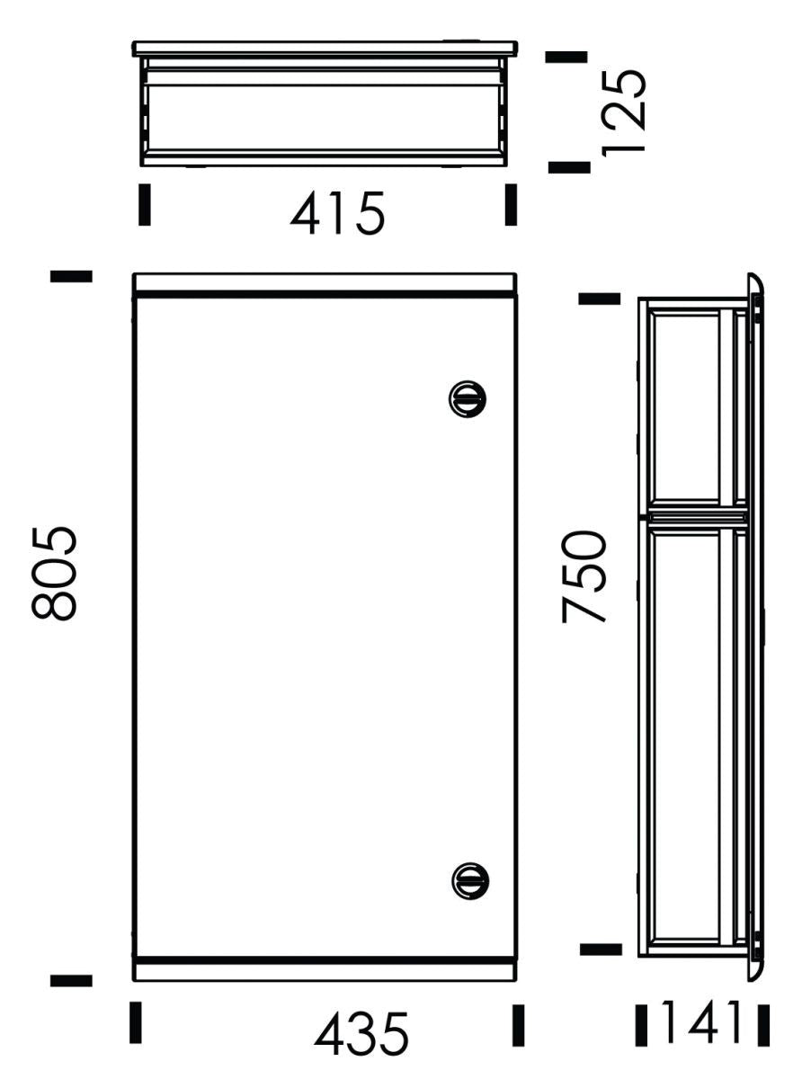 Quadro Embutir 4 Filas 68 Módulos IP54 MEGA TEV