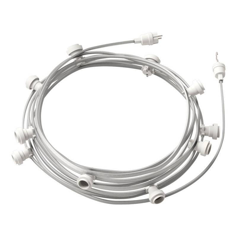 Grinalda Exterior Lumet System 12,5m com 10 Casquilhos E27 Branco Creative-Cables CATE27B125
