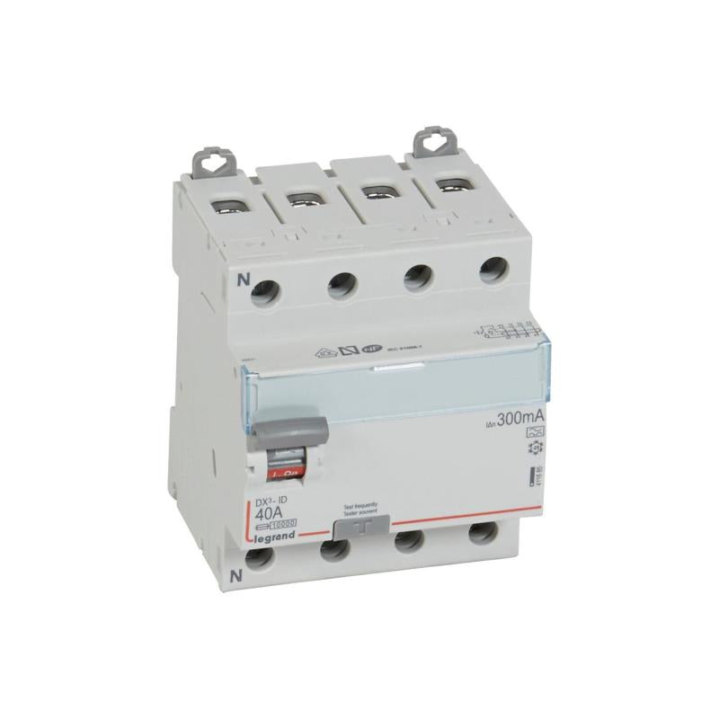 Interruptor Diferencial Industrial 4P 300mA 40 A 10kA Clase A LEGRAND DX³ 411685