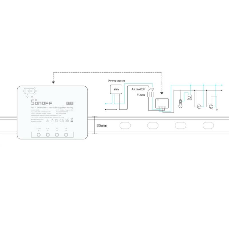 Interruptor WiFi Medidor de Energía SONOFF POWR3 25A