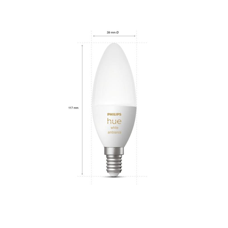 Lâmpada Inteligente LED E14 5.2W 470 lm B39 PHILIPS Hue White Ambiance