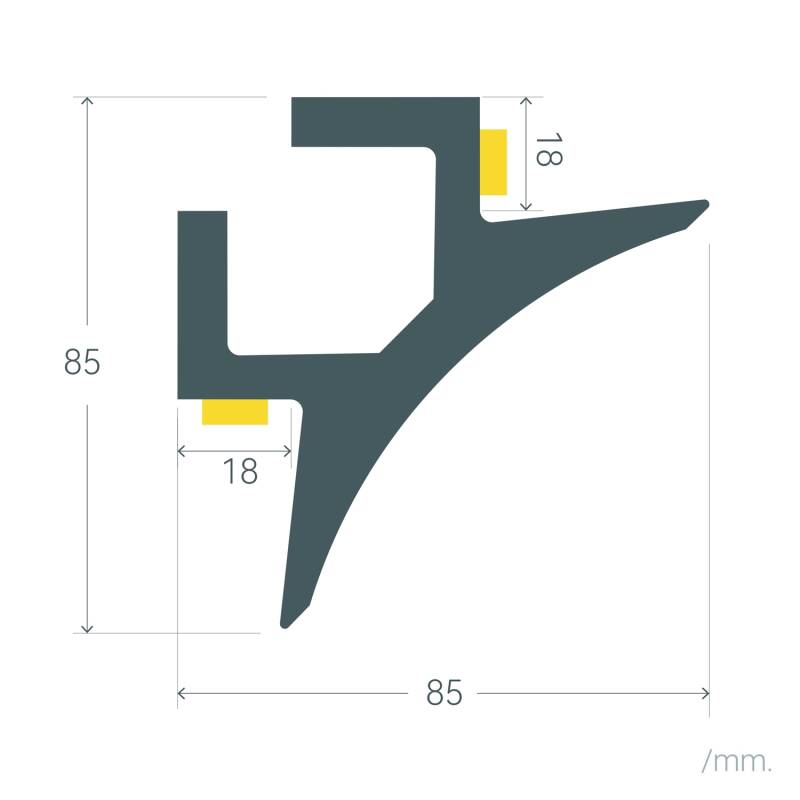 Moldura para 2 Fitas LED 2m Arco