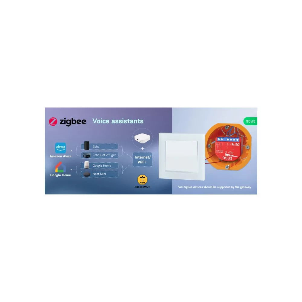 Nous B1Z smart Tuya Zigbee mini relay module, com switch input, 1-gang