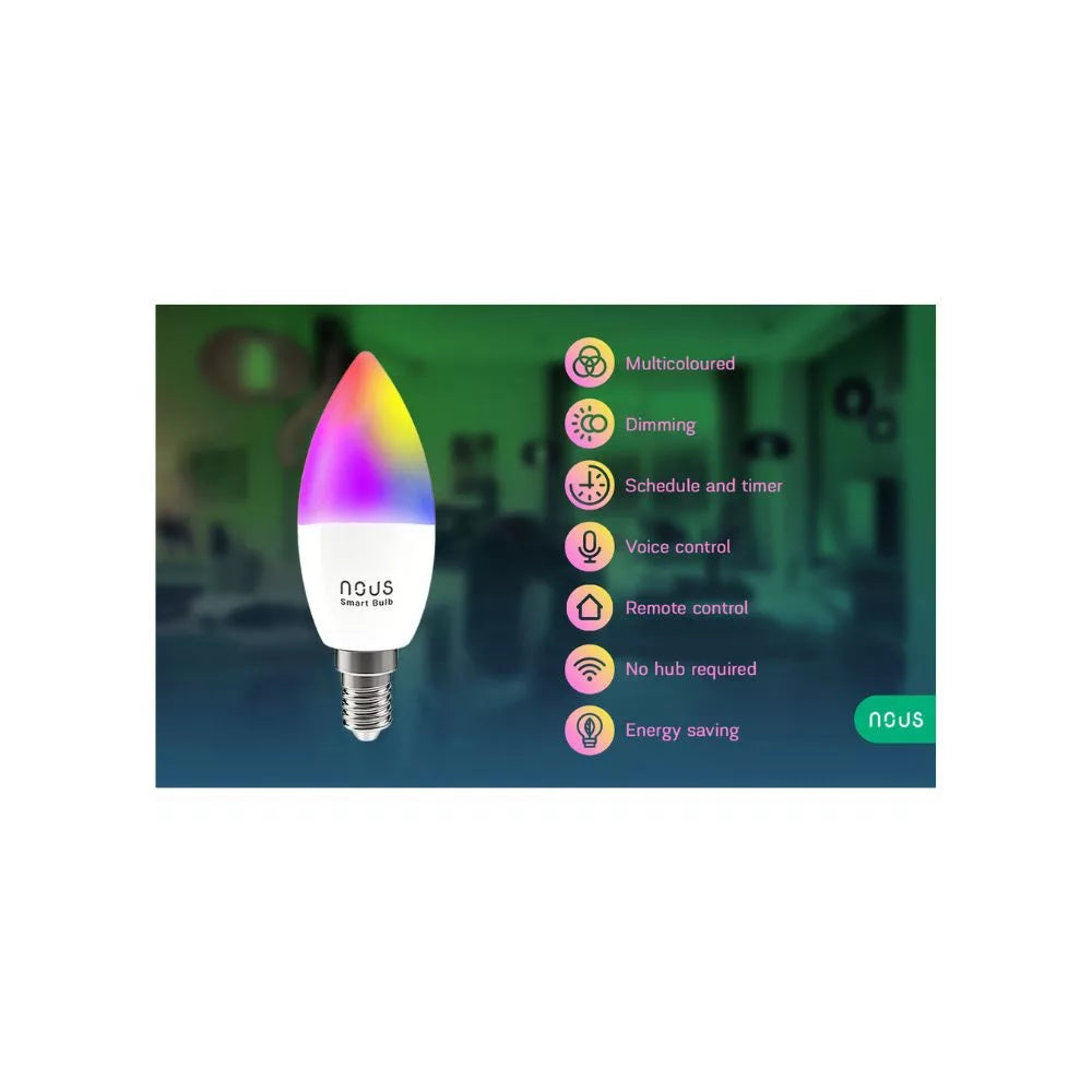 Nous P4 smart Tuya Wi-Fi RGB lâmpada (E14 socket), Matter compatible