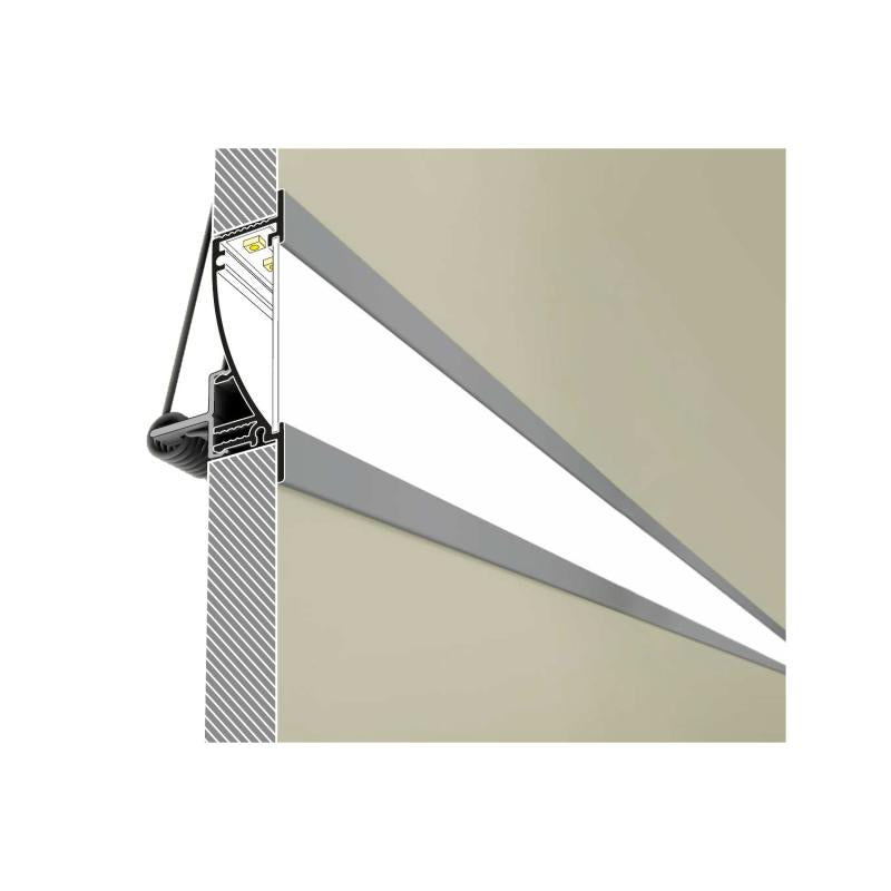 Perfil Alumínio Encastrável 1m com Luz Difusa para Fitas LED até 10 mm