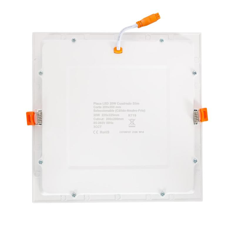 Placa LED 20W CCT Seleccionável Quadrada Slim LIFUD (UGR17) Corte 200x200 mm