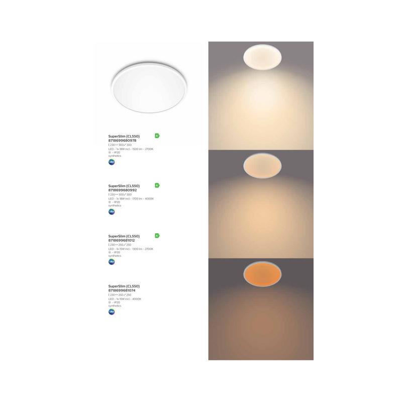 Plafón LED Regulável 15W PHILIPS SuperSlim