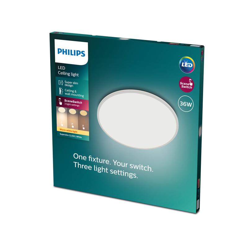 Plafón LED SuperSlim IP44 Regulável 3 Níveis 18W PHILIPS CL550