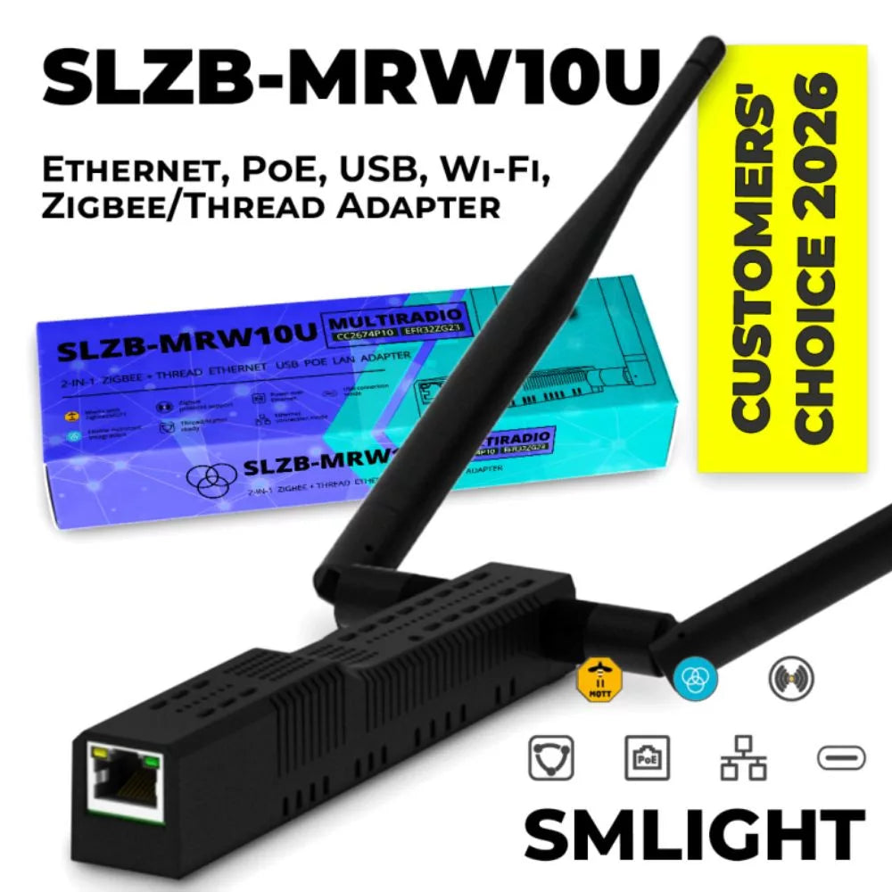 SMLIGHT SLZB-MRW10U – Multi-Radio PoE Adapter, Zigbee, Thread, Z-Wave, Matter, preto (ESP32+CC2674P10+EFR32ZG23)
