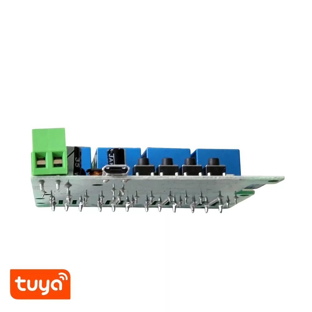 TuyaSmart 4CH 5V-32V AC/DC – Four-gang, Wi-Fi , RF, smart relay com NO/NC contacts