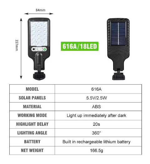 Led Solar exterior 616A com sensor