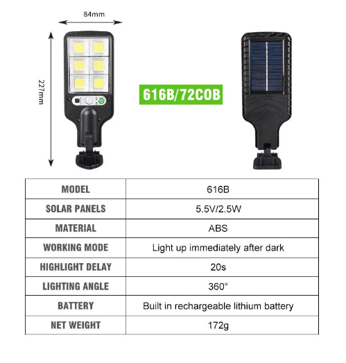 Led Solar exterior 616B com sensor