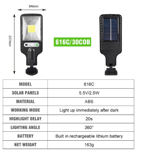 Led Solar exterior 616C com sensor