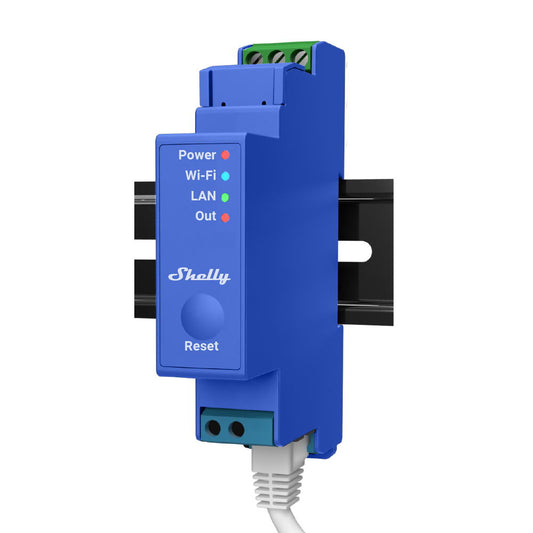 Shelly PRO 1 WiFi + Ethernet 1 gang, suporte para calha DIN