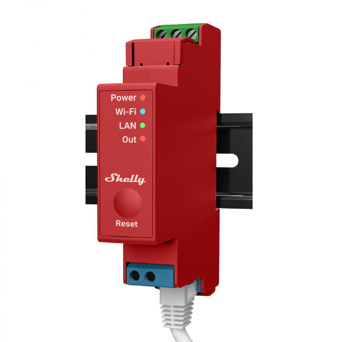 Shelly PRO 1 WiFi + Ethernet 1 gang, suporte para calha DIN e medição de energia