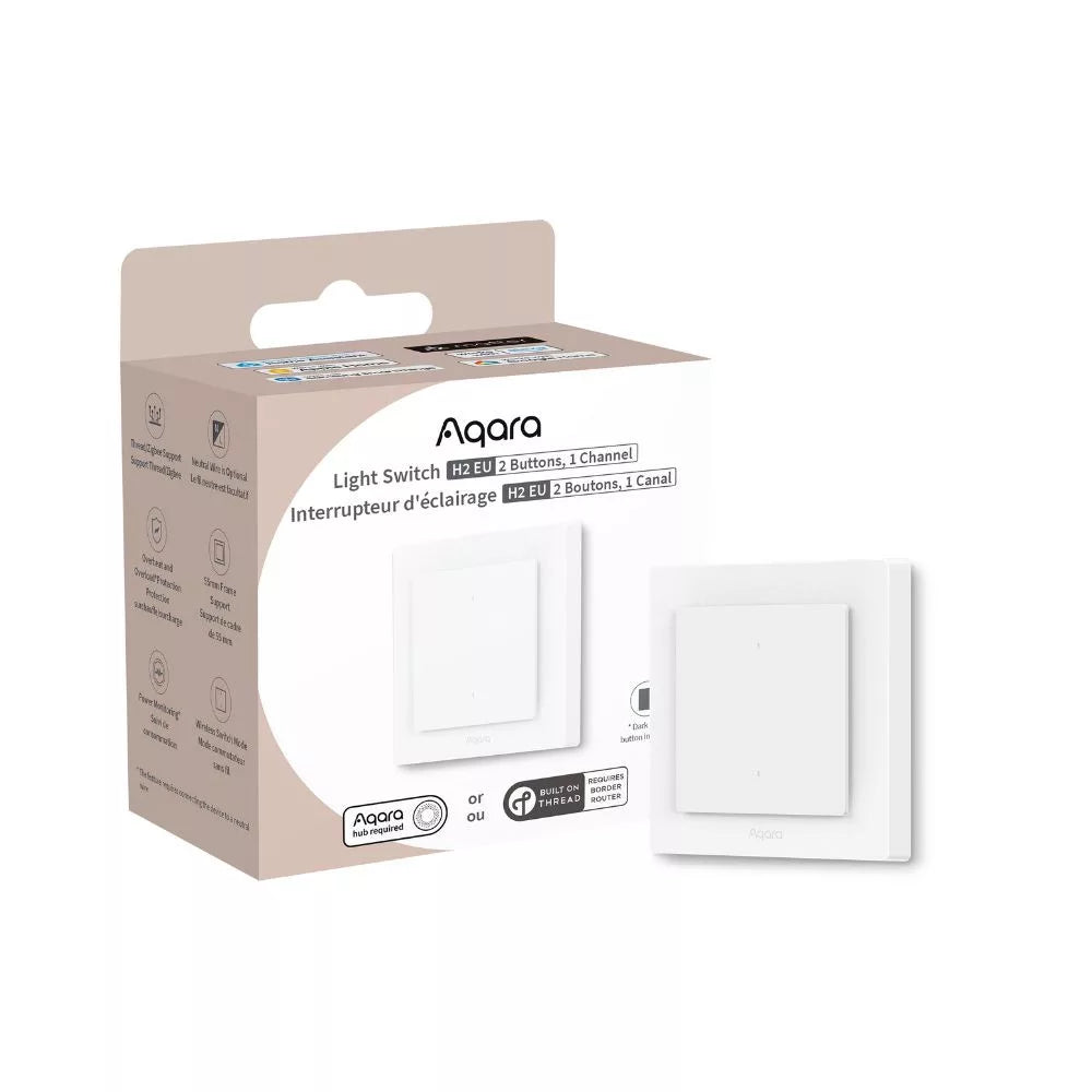 Aqara Light Switch H2 EU - 1 channel / 2 buttons smart Zigbee + Thread parede switch