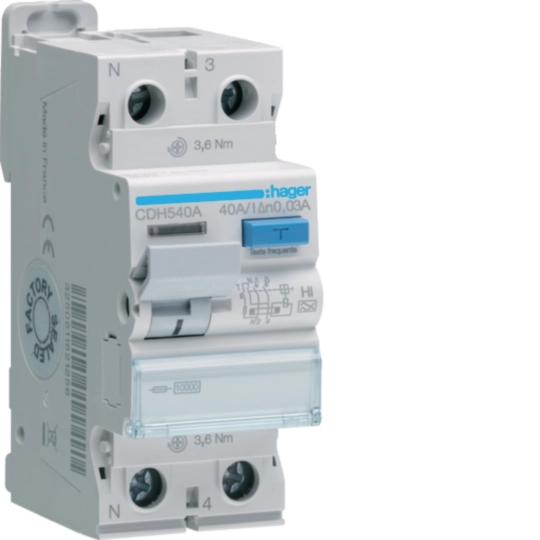 Interruptor Diferencial 1P+N 40A 30 mA tipo A HI 2M- CDH540A