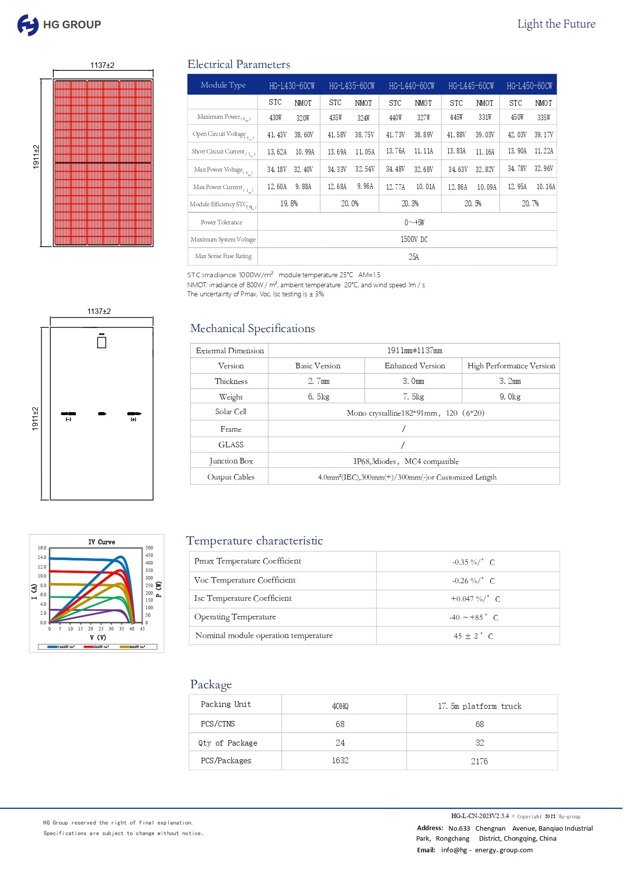 Painel Solar HG Energy HG-L430-60CWE 430W Flexível