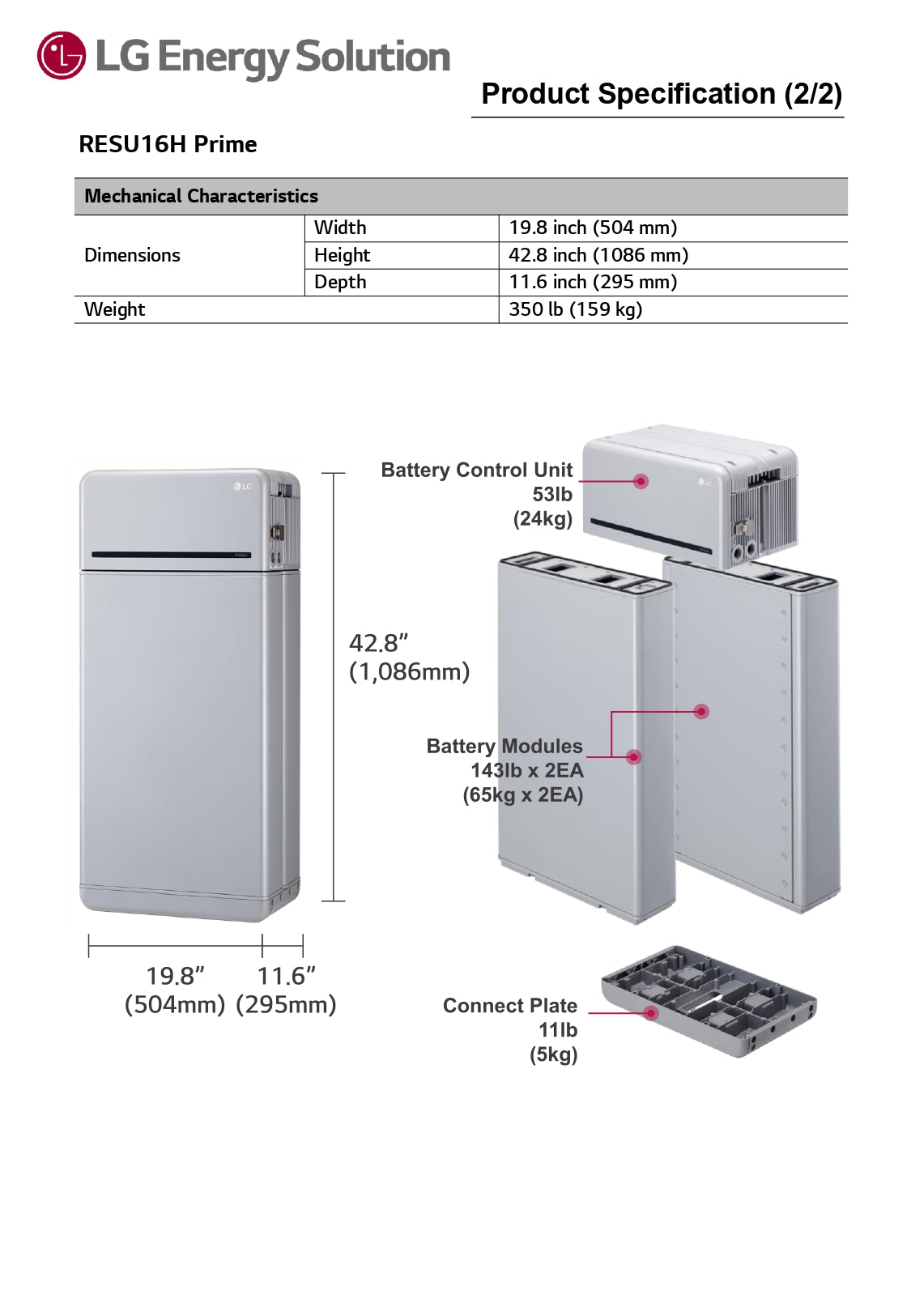 BATERIA LG CHEM BATERÍA RESU 16H - PRIME