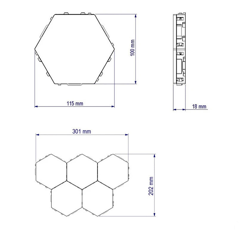 Lâmpada LED de parede Touch hexagona, Helios Touch