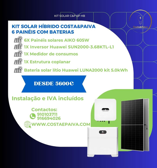 kit solar fotovoltaico para autoconsumo produção até 3600W e bateria de 5KW