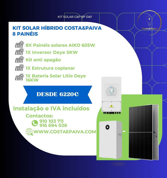 Instalação kit solar fotovoltaico deye com 8 painéis e bateria deye de 16KW