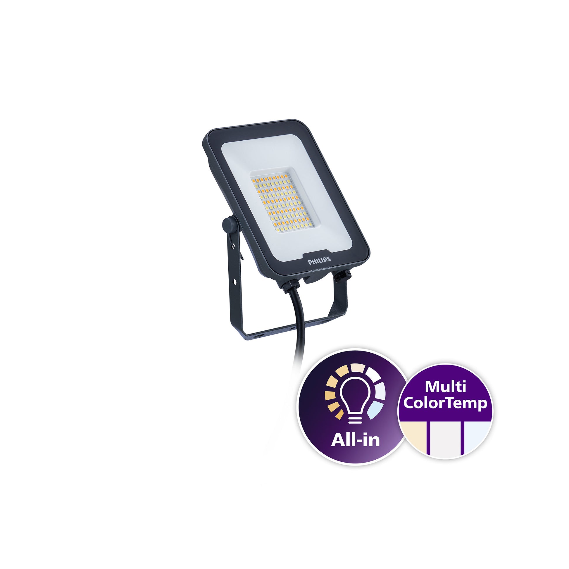 Projetores Ledinaire tudo-em-um, 50 W, 5500 lm, 6000 lm, 3000 K, 4000 K, 6500 K, CRI80, Simétrica, IP65